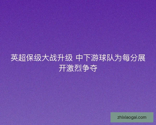 英超保级大战升级 中下游球队为每分展开激烈争夺 英超保级大战升级 中下游球队为每分展开激烈争夺